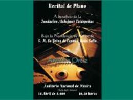 'Recital de piano a beneficio de la fundación alzheimer valdepeñas', auditorio nacional de música, Madrid