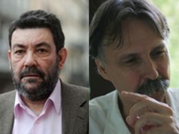 'Premios nacionales en la biblioteca nacional de españa: encuentro entre mauro armiño, y adan kovacsics'. biblioteca nacional