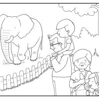 Colorear abuelos en el zoo con sus nietos