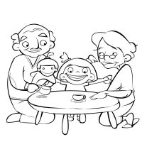 Colorea abuelos jugando a las muñecas con su nieta