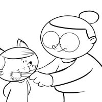 Colorea a una abuela maquillando a su nieta para un disfraz