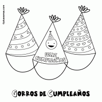 Gorros de cumpleaños para colorear