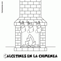 Colorear calcetines de navidad en la chimenea