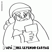 Colorear a papá noel leyendo cartas de navidad
