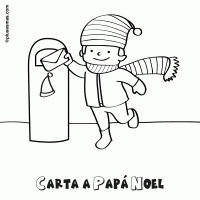 Colorear niño echando al buzón su carta a los reyes