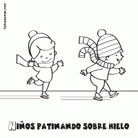 Colorear niños patinando sobre hielo