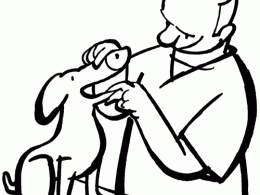 Colorear un veterinario con un perro