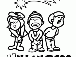 Colorear niños cantando villancicos