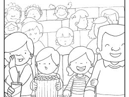 Colorear abuelos en el cine con sus nietos