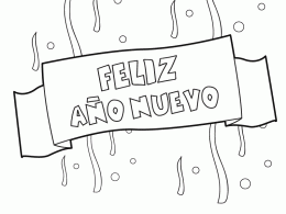Cartel de feliz año nuevo para colorear