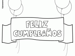 Colorear pancarta de feliz cumpleaños
