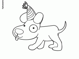 Colorear perrito con gorro de cumpleaños