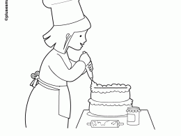 Colorear preparando pastel de cumpleaños