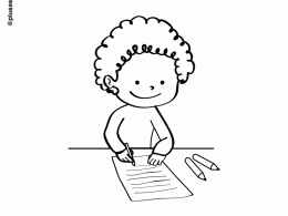 Colorear niño escribiendo la carta a los reyes magos