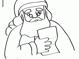 Colorear a papá noel leyendo cartas de navidad
