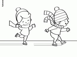 Colorear niños patinando sobre hielo