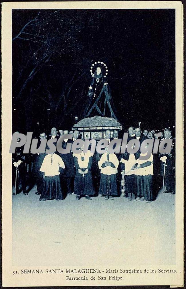 Semana santa malagueña: maría santísima de los servitas - parroquia de san felipe