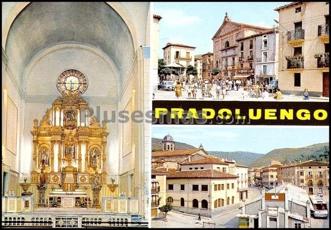 Pradoluengo: retablo de la iglesia, plaza clemente zaldo y vista parcial (burgos)