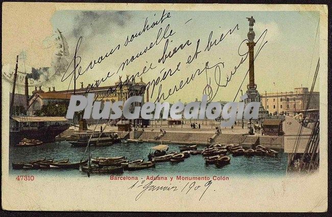 Aduana y Monumento a Colón junto al Puerto de Barcelona