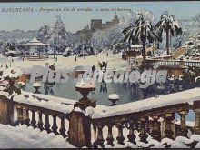 Parque un día de Nevada en Barcelona