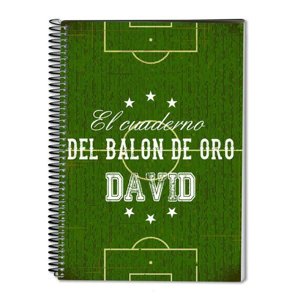 Cuaderno Balón de Oro personalizado con nombre