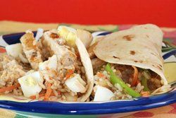 Tortas con arroz y pollo